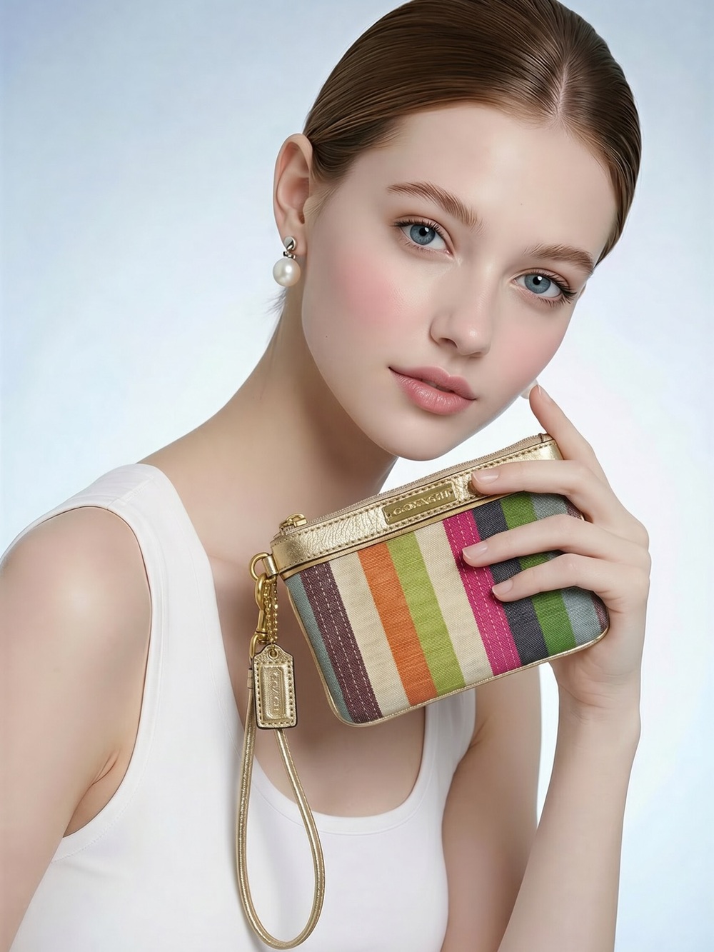 Coach Gold-Poppy Legacy striped multy Sequins  Glam WRISTLE vintage